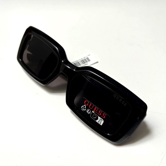 GUESS Slim Rectangle Sunglasses GO00076 Acetate Black Embossed Logo